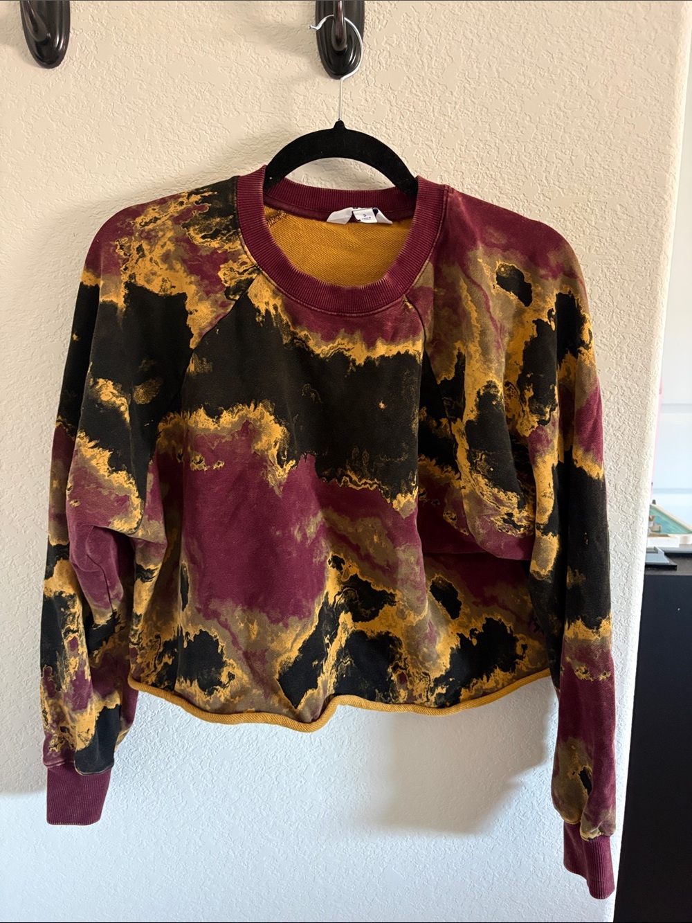 Target Tie-Dye Crewneck Sweatshirt in Burgundy, Black & Gold